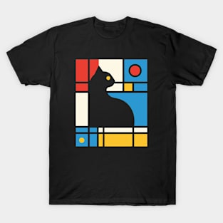 Geometric Cat Abstract Design T-Shirt